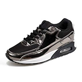 ASlibay Men&Women Spangled Sneakers Running Mesh Athletic Air Cushion Outdoor Mirror Face Leather Shoes